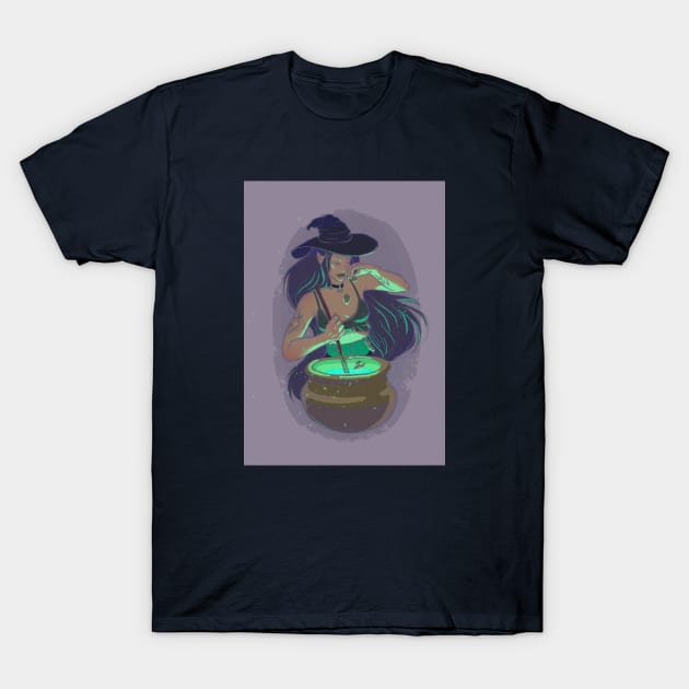 witch brewing a potion T-Shirt by SosiCreatesArt